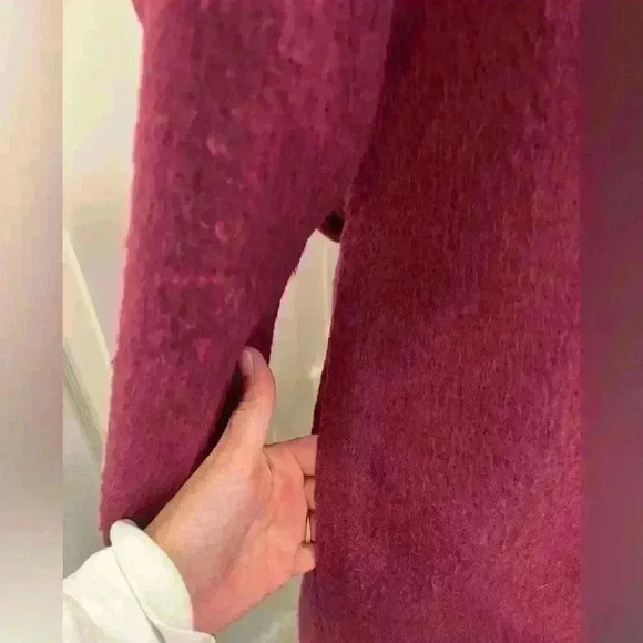 Steve Madden size small cranberry colored wool blend trench coat - Picture 5 of 10